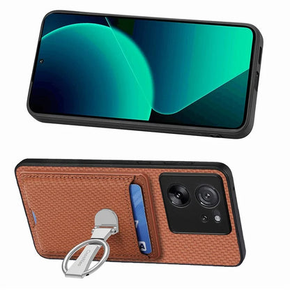 C1-9 for Xiaomi 13T / 13T Pro / Redmi K60 Ultra Case Carbon Fiber Texture Card Slots Phone Cover