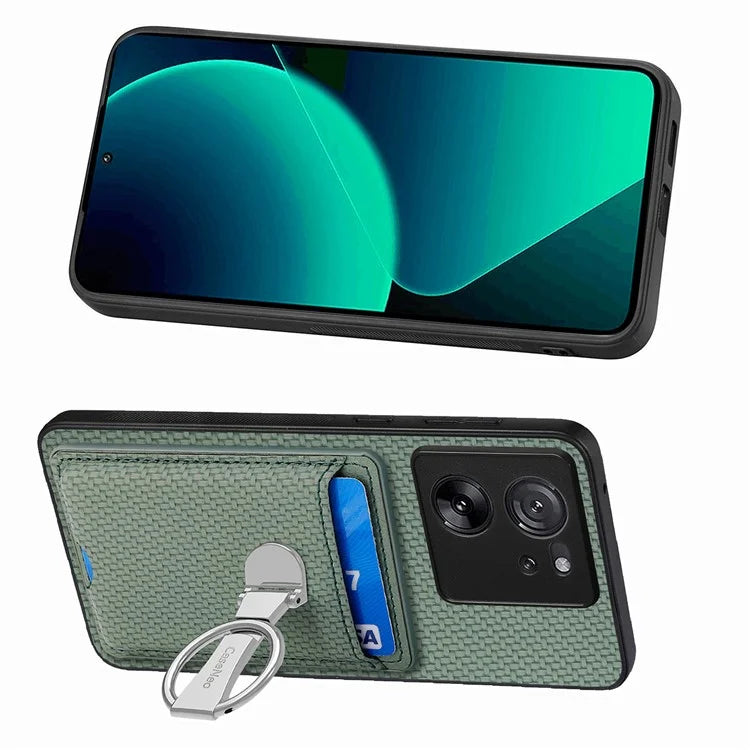 C1-9 for Xiaomi 13T / 13T Pro / Redmi K60 Ultra Case Carbon Fiber Texture Card Slots Phone Cover