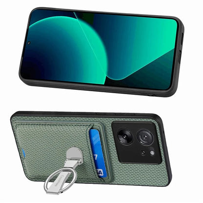 C1-9 for Xiaomi 13T / 13T Pro / Redmi K60 Ultra Case Carbon Fiber Texture Card Slots Phone Cover