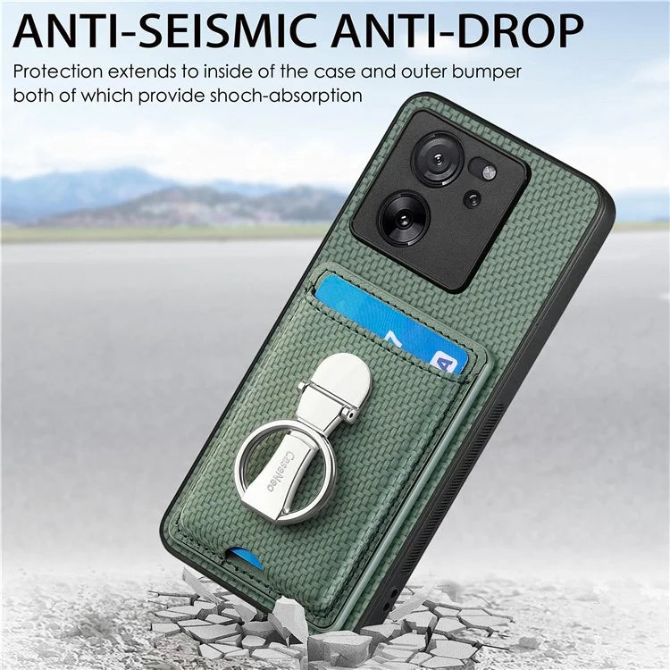 C1-9 for Xiaomi 13T / 13T Pro / Redmi K60 Ultra Case Carbon Fiber Texture Card Slots Phone Cover