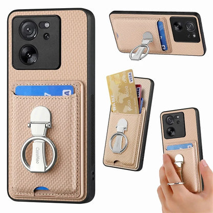 C1-9 for Xiaomi 13T / 13T Pro / Redmi K60 Ultra Case Carbon Fiber Texture Card Slots Phone Cover