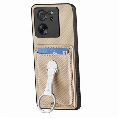 C1-9 for Xiaomi 13T / 13T Pro / Redmi K60 Ultra Case Carbon Fiber Texture Card Slots Phone Cover