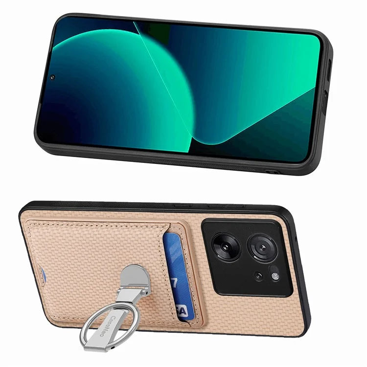 C1-9 for Xiaomi 13T / 13T Pro / Redmi K60 Ultra Case Carbon Fiber Texture Card Slots Phone Cover