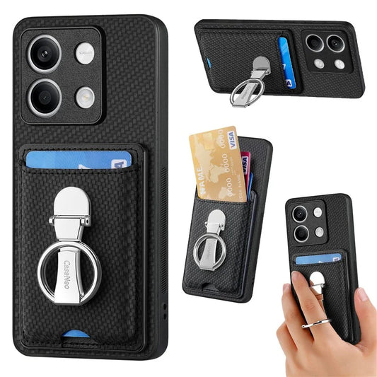 C1-9 For Xiaomi Redmi Note 13 5G Kickstand Case Carbon Fiber Texture PU+TPU+PC Phone Cover