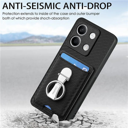 C1-9 For Xiaomi Redmi Note 13 5G Kickstand Case Carbon Fiber Texture PU+TPU+PC Phone Cover