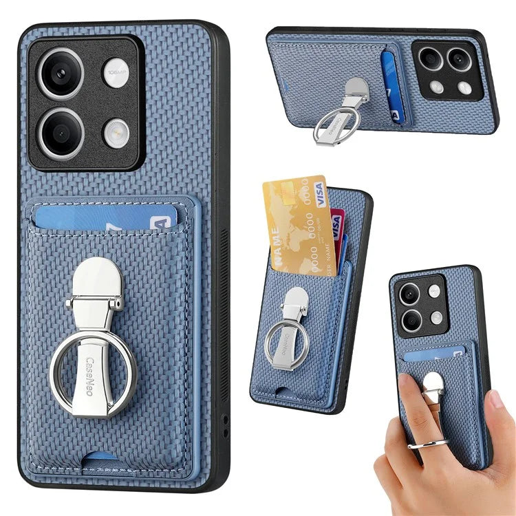 C1-9 For Xiaomi Redmi Note 13 5G Kickstand Case Carbon Fiber Texture PU+TPU+PC Phone Cover