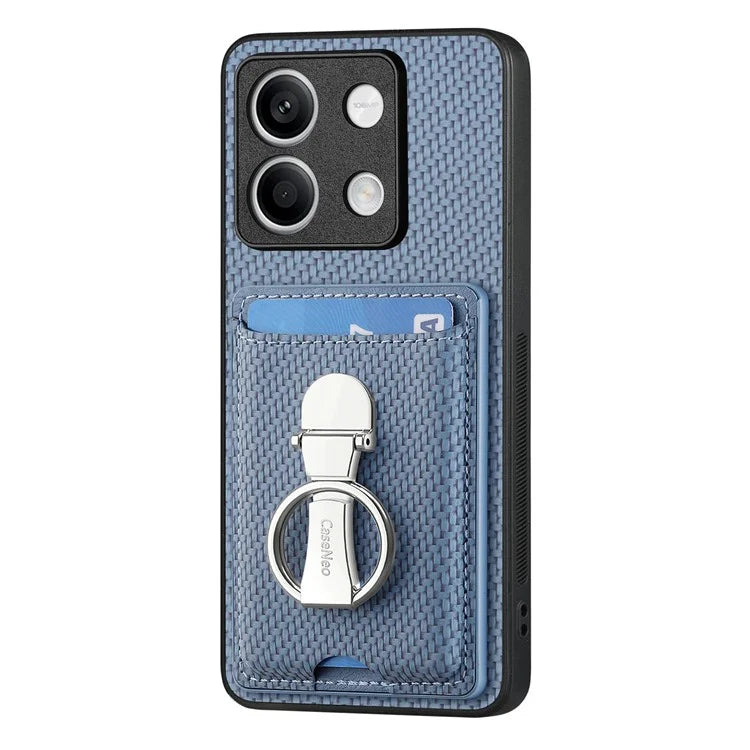 C1-9 For Xiaomi Redmi Note 13 5G Kickstand Case Carbon Fiber Texture PU+TPU+PC Phone Cover