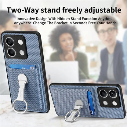 C1-9 For Xiaomi Redmi Note 13 5G Kickstand Case Carbon Fiber Texture PU+TPU+PC Phone Cover