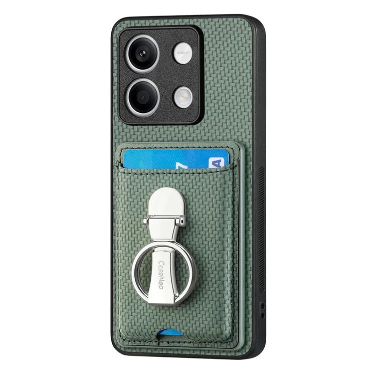 C1-9 For Xiaomi Redmi Note 13 5G Kickstand Case Carbon Fiber Texture PU+TPU+PC Phone Cover