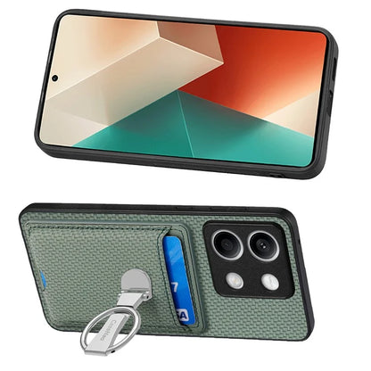 C1-9 For Xiaomi Redmi Note 13 5G Kickstand Case Carbon Fiber Texture PU+TPU+PC Phone Cover