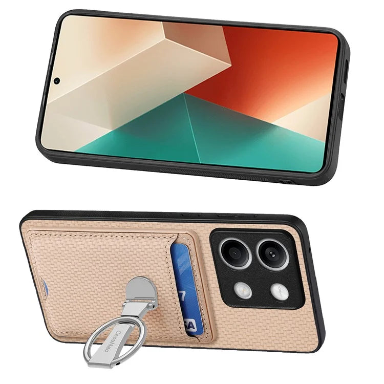 C1-9 For Xiaomi Redmi Note 13 5G Kickstand Case Carbon Fiber Texture PU+TPU+PC Phone Cover
