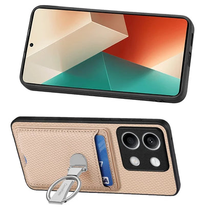 C1-9 For Xiaomi Redmi Note 13 5G Kickstand Case Carbon Fiber Texture PU+TPU+PC Phone Cover