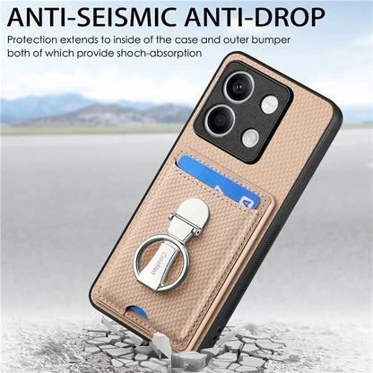 C1-9 For Xiaomi Redmi Note 13 5G Kickstand Case Carbon Fiber Texture PU+TPU+PC Phone Cover