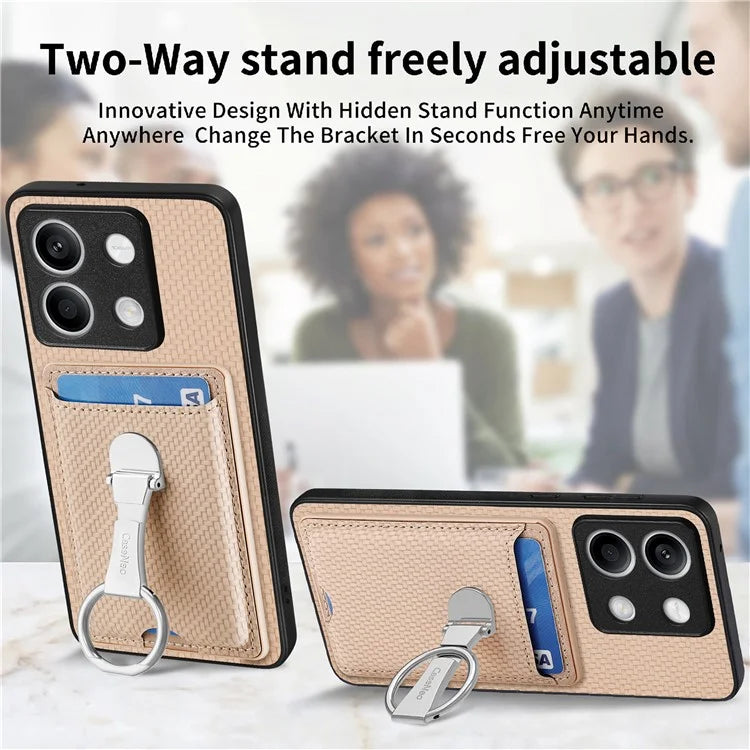 C1-9 For Xiaomi Redmi Note 13 5G Kickstand Case Carbon Fiber Texture PU+TPU+PC Phone Cover