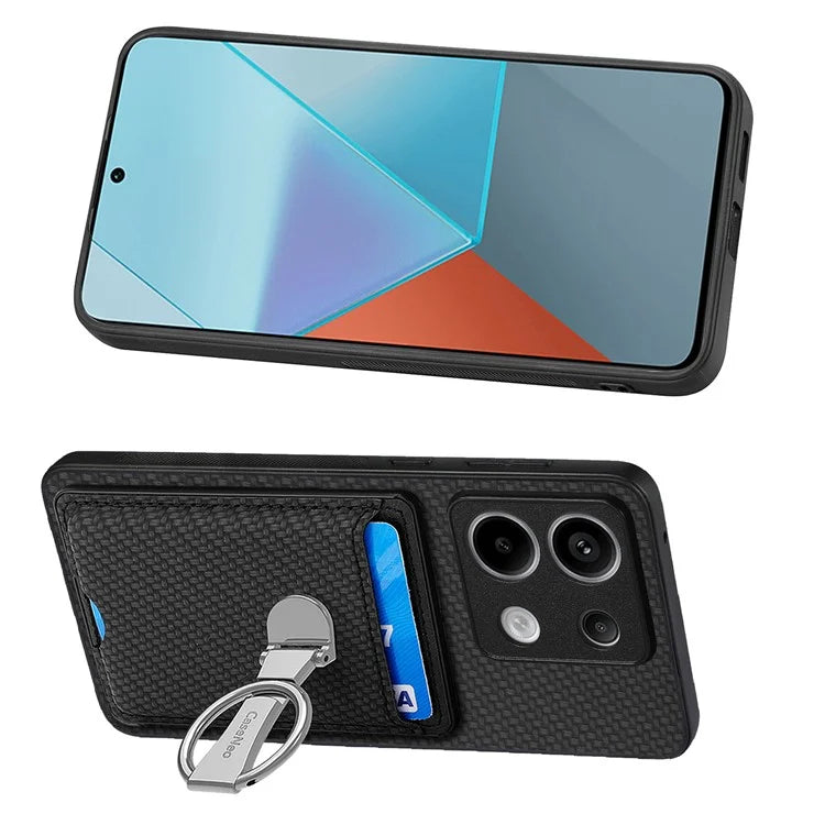 C1-9 For Xiaomi Redmi Note 13 Pro 5G / Poco X6 5G Kickstand Case Carbon Fiber Texture Leather+TPU+PC Phone Cover