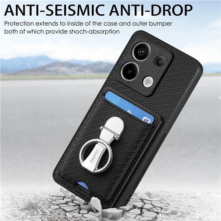 C1-9 For Xiaomi Redmi Note 13 Pro 5G / Poco X6 5G Kickstand Case Carbon Fiber Texture Leather+TPU+PC Phone Cover