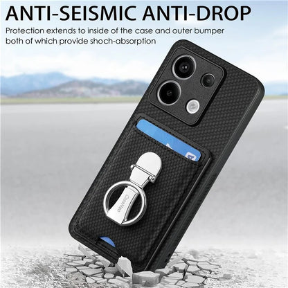C1-9 For Xiaomi Redmi Note 13 Pro 5G / Poco X6 5G Kickstand Case Carbon Fiber Texture Leather+TPU+PC Phone Cover
