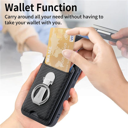 C1-9 For Xiaomi Redmi Note 13 Pro 5G / Poco X6 5G Kickstand Case Carbon Fiber Texture Leather+TPU+PC Phone Cover
