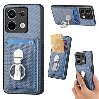 C1-9 For Xiaomi Redmi Note 13 Pro 5G / Poco X6 5G Kickstand Case Carbon Fiber Texture Leather+TPU+PC Phone Cover