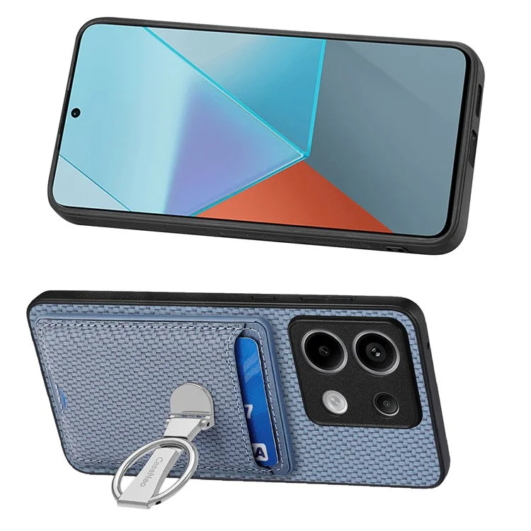C1-9 For Xiaomi Redmi Note 13 Pro 5G / Poco X6 5G Kickstand Case Carbon Fiber Texture Leather+TPU+PC Phone Cover