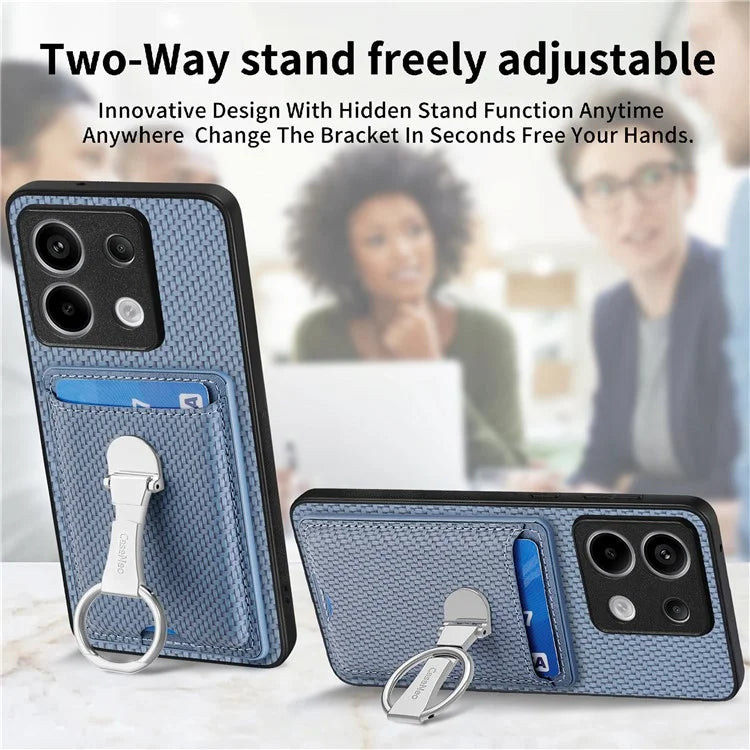 C1-9 For Xiaomi Redmi Note 13 Pro 5G / Poco X6 5G Kickstand Case Carbon Fiber Texture Leather+TPU+PC Phone Cover