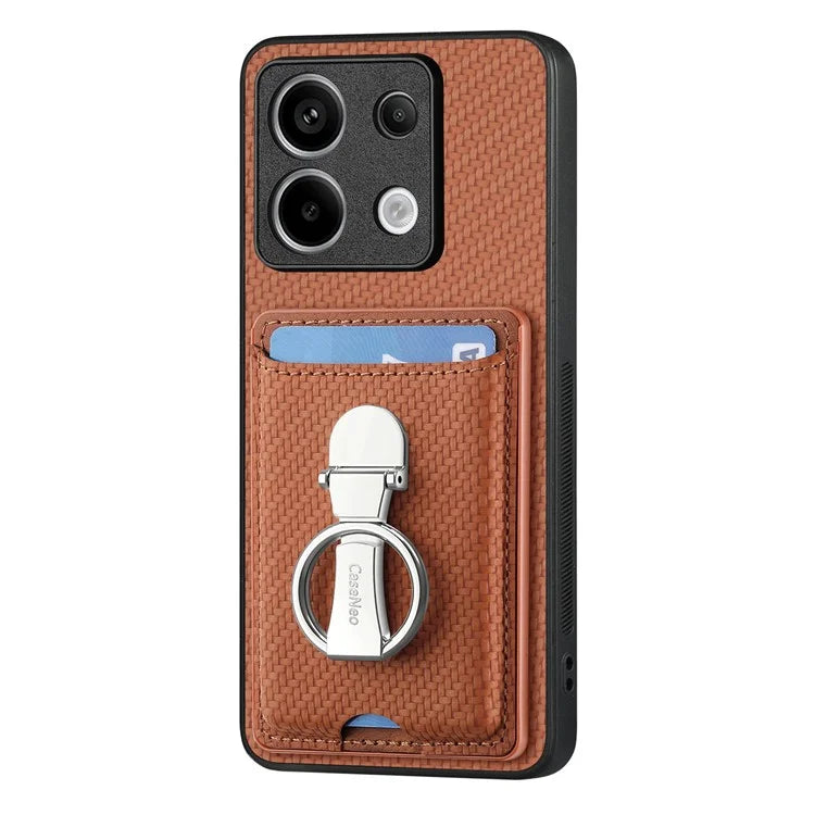 C1-9 For Xiaomi Redmi Note 13 Pro 5G / Poco X6 5G Kickstand Case Carbon Fiber Texture Leather+TPU+PC Phone Cover