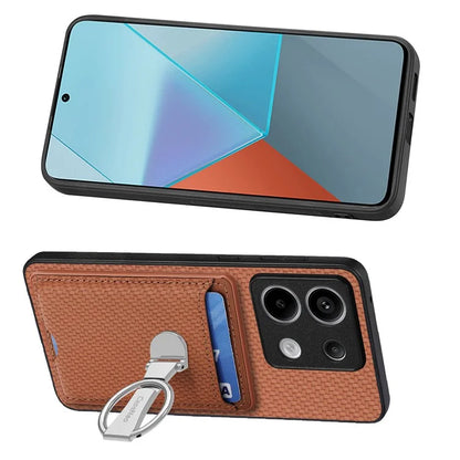 C1-9 For Xiaomi Redmi Note 13 Pro 5G / Poco X6 5G Kickstand Case Carbon Fiber Texture Leather+TPU+PC Phone Cover