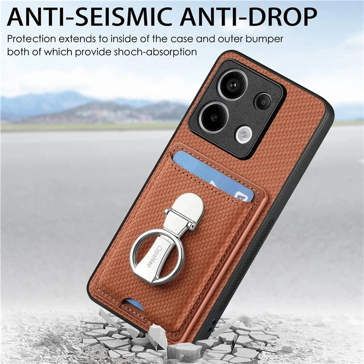 C1-9 For Xiaomi Redmi Note 13 Pro 5G / Poco X6 5G Kickstand Case Carbon Fiber Texture Leather+TPU+PC Phone Cover
