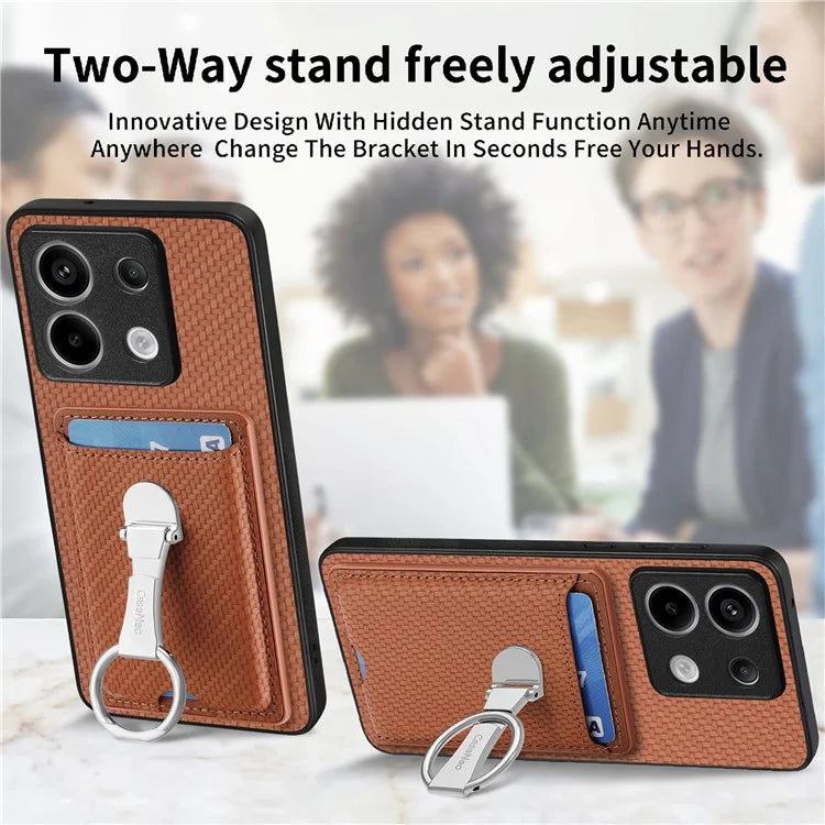 C1-9 For Xiaomi Redmi Note 13 Pro 5G / Poco X6 5G Kickstand Case Carbon Fiber Texture Leather+TPU+PC Phone Cover