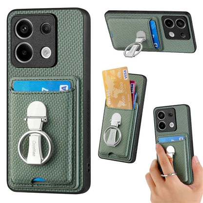 C1-9 For Xiaomi Redmi Note 13 Pro 5G / Poco X6 5G Kickstand Case Carbon Fiber Texture Leather+TPU+PC Phone Cover