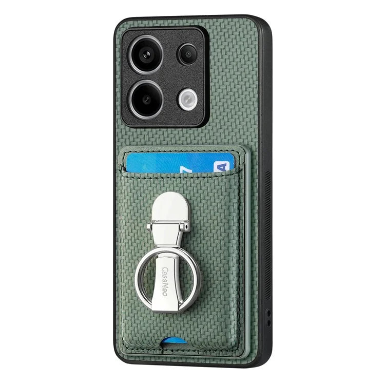 C1-9 For Xiaomi Redmi Note 13 Pro 5G / Poco X6 5G Kickstand Case Carbon Fiber Texture Leather+TPU+PC Phone Cover