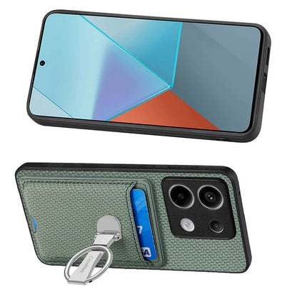 C1-9 For Xiaomi Redmi Note 13 Pro 5G / Poco X6 5G Kickstand Case Carbon Fiber Texture Leather+TPU+PC Phone Cover
