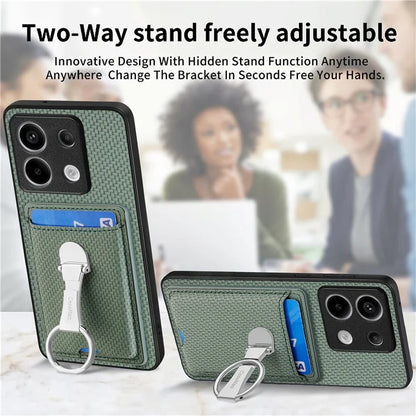 C1-9 For Xiaomi Redmi Note 13 Pro 5G / Poco X6 5G Kickstand Case Carbon Fiber Texture Leather+TPU+PC Phone Cover