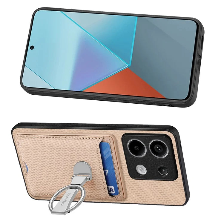 C1-9 For Xiaomi Redmi Note 13 Pro 5G / Poco X6 5G Kickstand Case Carbon Fiber Texture Leather+TPU+PC Phone Cover