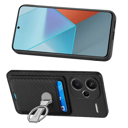 C1-9 for Xiaomi Redmi Note 13 Pro+ 5G Case Anti-Scratch Carbon Fiber Texture Kickstand Phone Cover