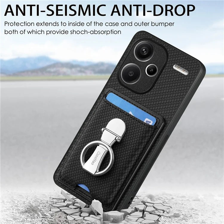 C1-9 for Xiaomi Redmi Note 13 Pro+ 5G Case Anti-Scratch Carbon Fiber Texture Kickstand Phone Cover