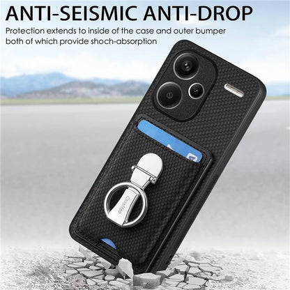 C1-9 for Xiaomi Redmi Note 13 Pro+ 5G Case Anti-Scratch Carbon Fiber Texture Kickstand Phone Cover
