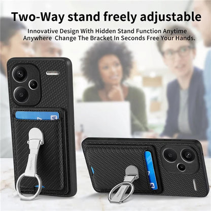 C1-9 for Xiaomi Redmi Note 13 Pro+ 5G Case Anti-Scratch Carbon Fiber Texture Kickstand Phone Cover