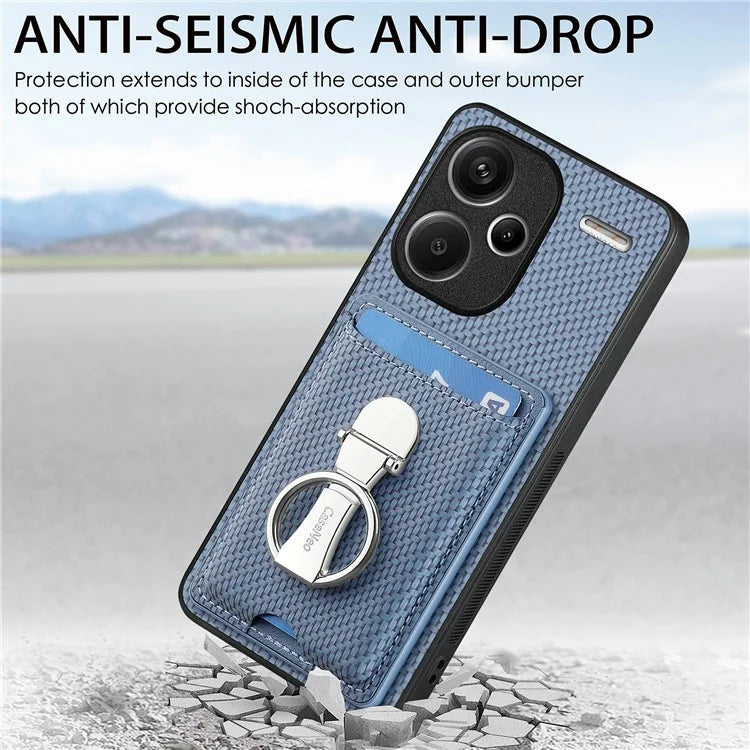 C1-9 for Xiaomi Redmi Note 13 Pro+ 5G Case Anti-Scratch Carbon Fiber Texture Kickstand Phone Cover