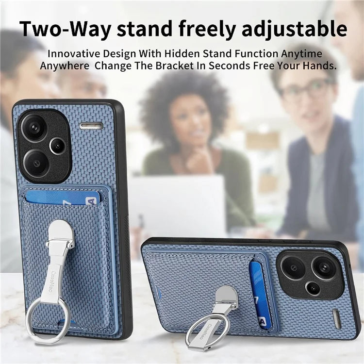C1-9 for Xiaomi Redmi Note 13 Pro+ 5G Case Anti-Scratch Carbon Fiber Texture Kickstand Phone Cover