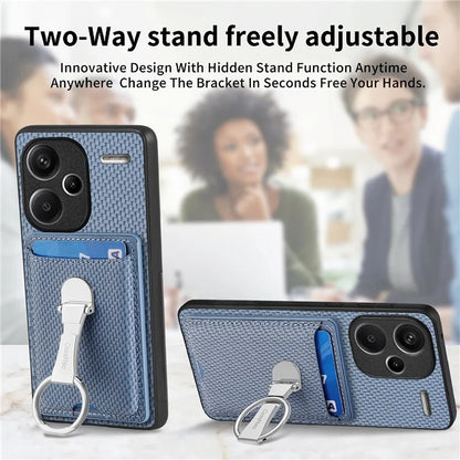 C1-9 for Xiaomi Redmi Note 13 Pro+ 5G Case Anti-Scratch Carbon Fiber Texture Kickstand Phone Cover