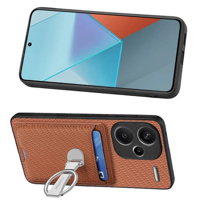 C1-9 for Xiaomi Redmi Note 13 Pro+ 5G Case Anti-Scratch Carbon Fiber Texture Kickstand Phone Cover
