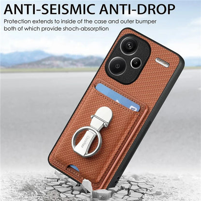 C1-9 for Xiaomi Redmi Note 13 Pro+ 5G Case Anti-Scratch Carbon Fiber Texture Kickstand Phone Cover
