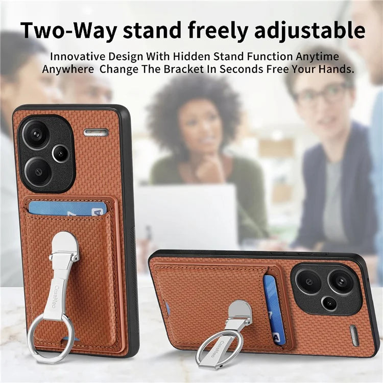C1-9 for Xiaomi Redmi Note 13 Pro+ 5G Case Anti-Scratch Carbon Fiber Texture Kickstand Phone Cover