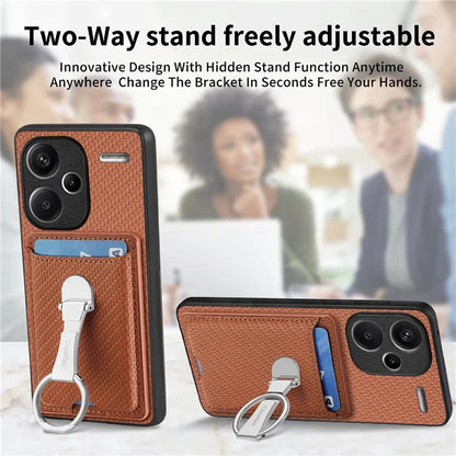 C1-9 for Xiaomi Redmi Note 13 Pro+ 5G Case Anti-Scratch Carbon Fiber Texture Kickstand Phone Cover