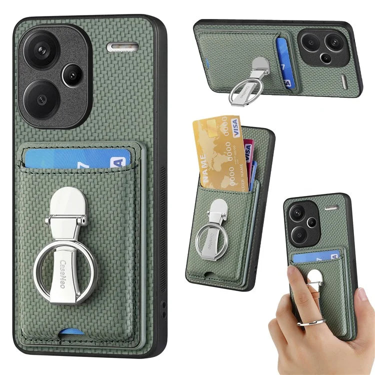 C1-9 for Xiaomi Redmi Note 13 Pro+ 5G Case Anti-Scratch Carbon Fiber Texture Kickstand Phone Cover