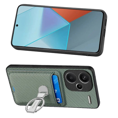 C1-9 for Xiaomi Redmi Note 13 Pro+ 5G Case Anti-Scratch Carbon Fiber Texture Kickstand Phone Cover