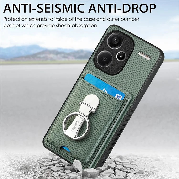 C1-9 for Xiaomi Redmi Note 13 Pro+ 5G Case Anti-Scratch Carbon Fiber Texture Kickstand Phone Cover