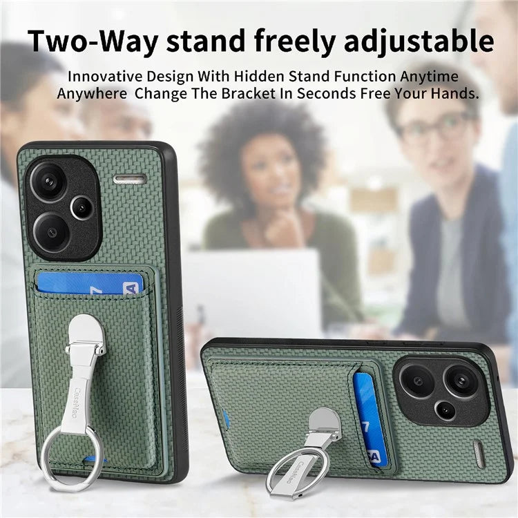 C1-9 for Xiaomi Redmi Note 13 Pro+ 5G Case Anti-Scratch Carbon Fiber Texture Kickstand Phone Cover