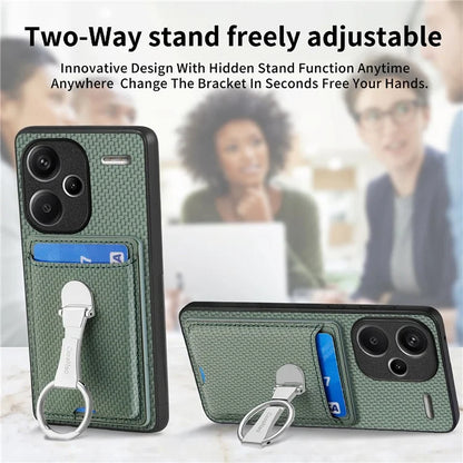 C1-9 for Xiaomi Redmi Note 13 Pro+ 5G Case Anti-Scratch Carbon Fiber Texture Kickstand Phone Cover